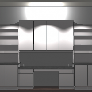 Built-in bookcase and desk